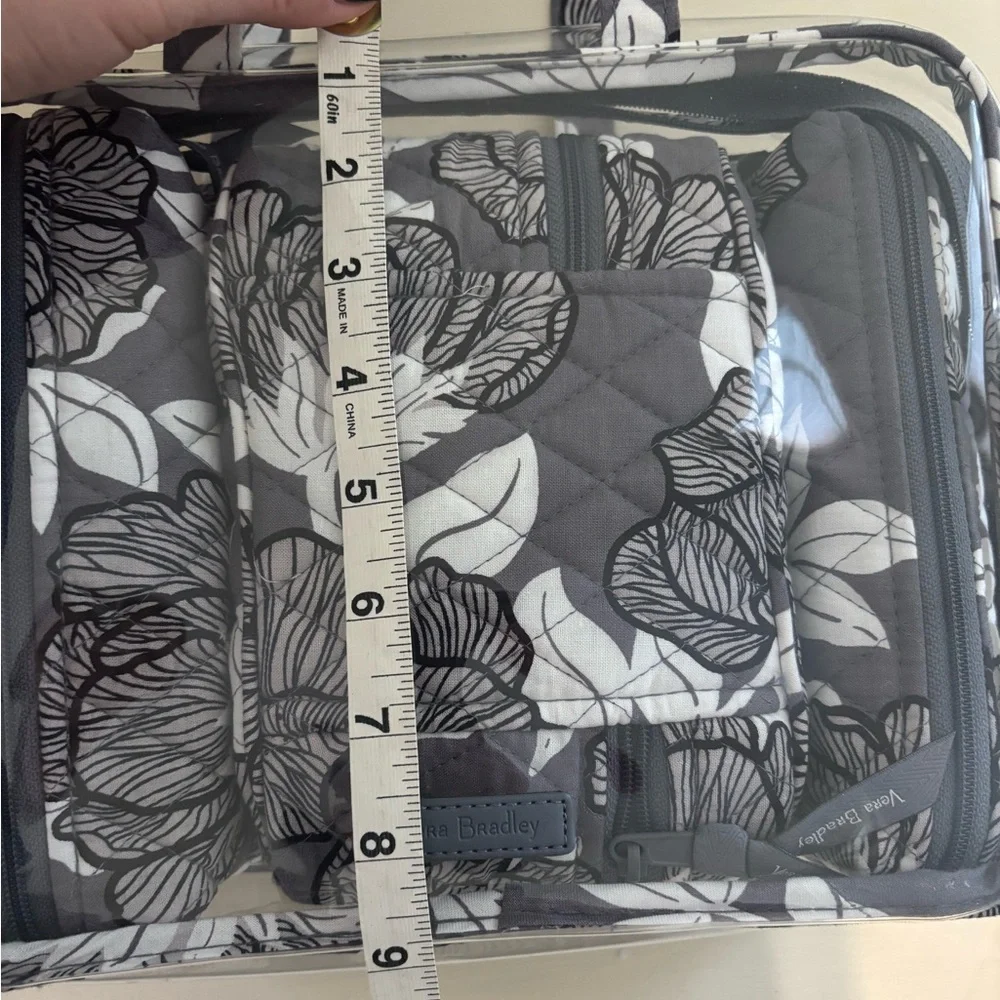 Vera Bradley 4pc Cosmetic Organizer Clear Bag with 3 Quilted Interior Bags Grey - Picture 8 of 9